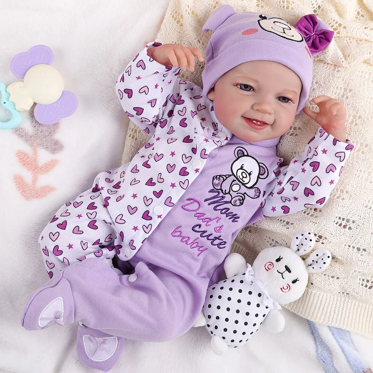 Babeside Leen 20" Awake Reborn Baby Doll Purple Jumpsuit Infant Baby Girl