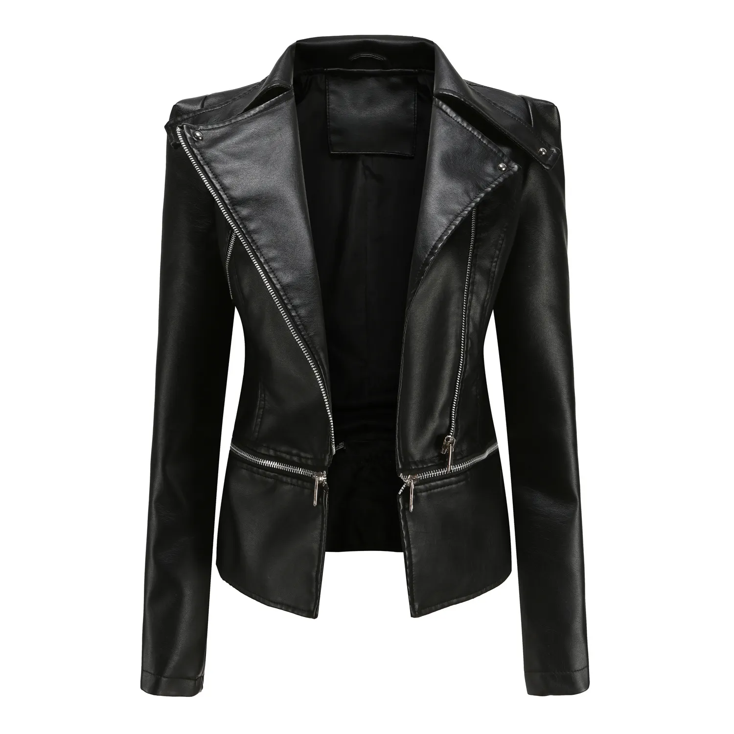 Asymmetric Zip Slim Fit Moto Biker Leather Jacket | 168DEAL
