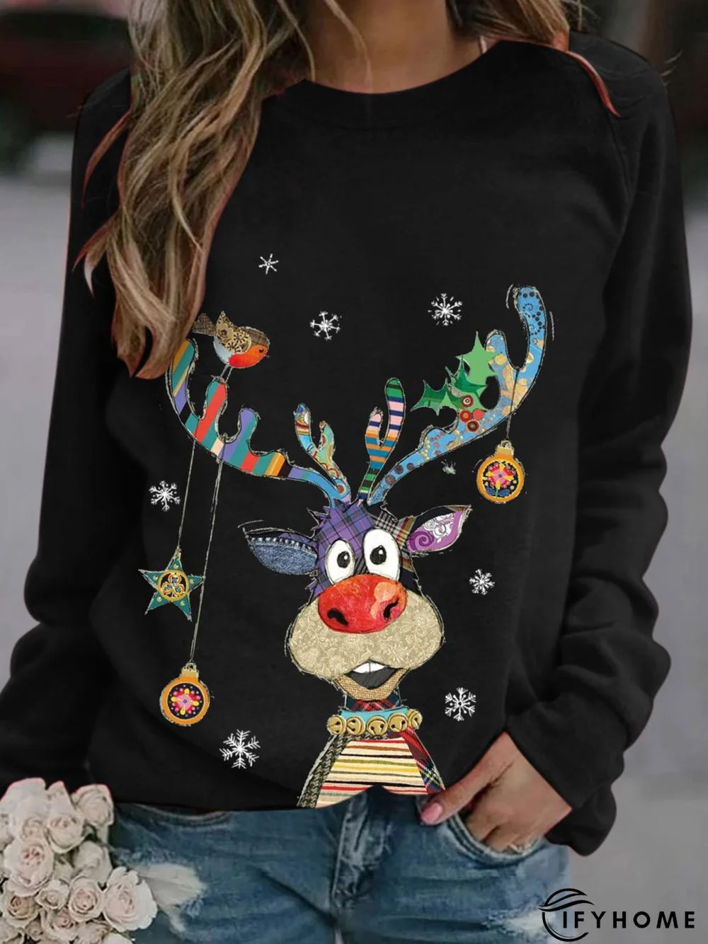 New Women Fashion Vintage Holiday Shift Casual Sweatshirt | IFYHOME