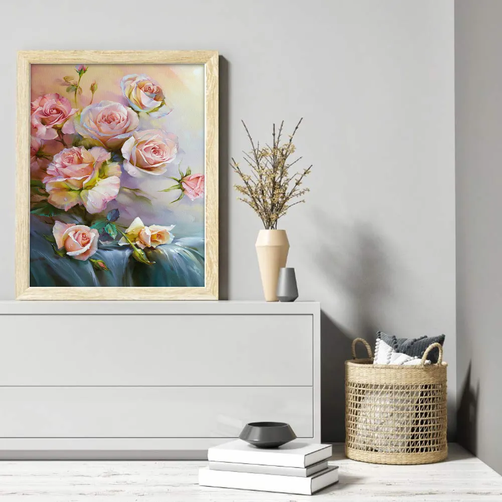 DIY Stamped Cross Stitch 11CT Full Embroidery 40*50cm - Pink Roses