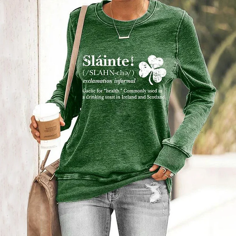 Wearshes St. Patrick's Day Shamrock Round Neck Long Sleeve Sweatshirt