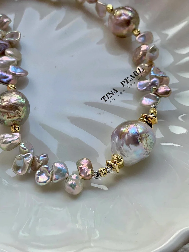 2024TINA PEARL Natural colorful pearl necklace total length about 42-45cm