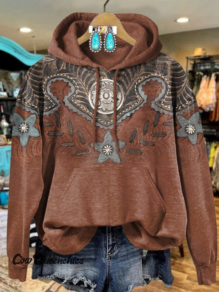 Retro Brown Pattern Art Print Casual Sweatshirt Multicolor / S
