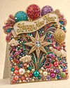 6pcs DIY Happy New Year Diamond Painting 3D Greeting Card
