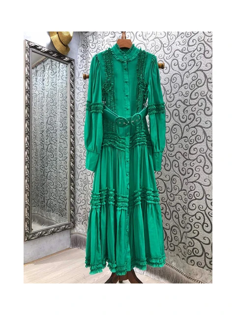 Needmkt event dresses for women luxury High Quality Fashion 2024 Women's Long Sleeve Cascading Ruffles Belted Holiday Long Dress with Camis