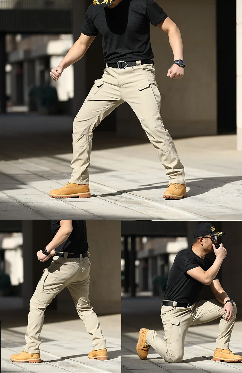 Men's Elastic Fabric Tear Resistant Tactical Multi Pocket Overalls-inspireuse