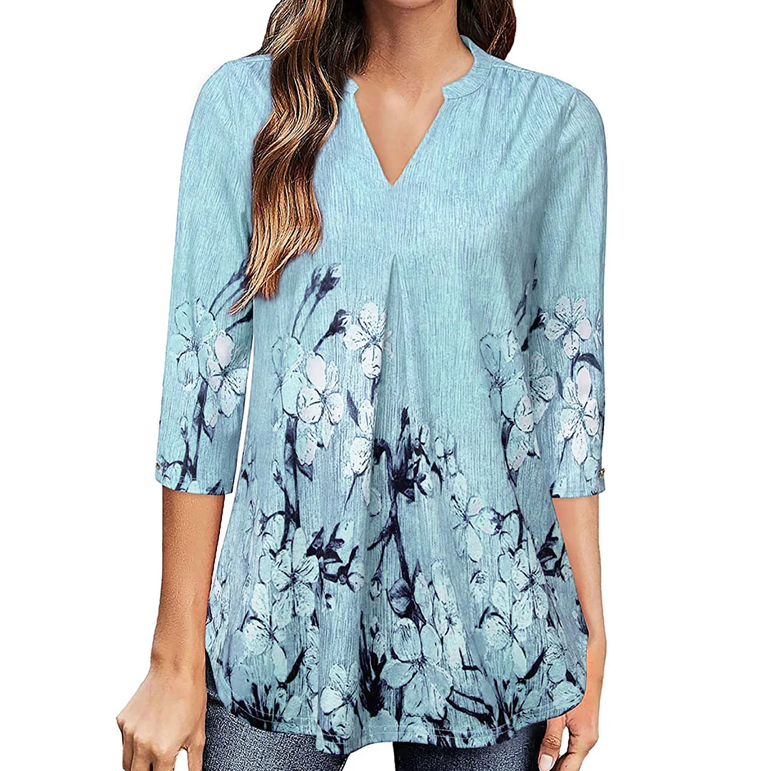 Loose Floral Crew Neck Casual T-Shirt