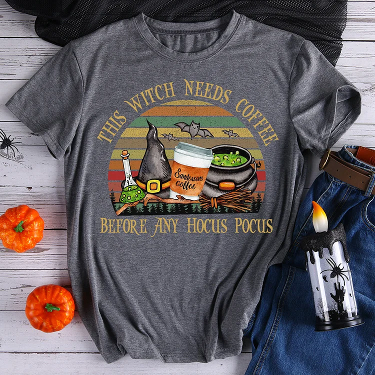 This Witch Needs Coffee Before Any Hocus Pocus T-Shirt-06886