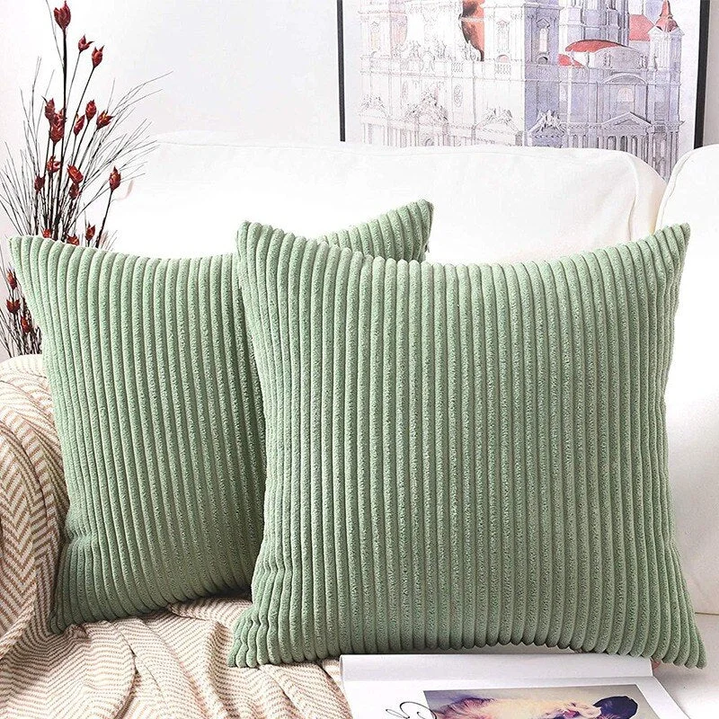 Soft Velvet Cushion Cover Solid Pillow Case Corduroy Flocking Stripe Yellow Gray PinHome Decorative Pillow Cover 45x45cm 30x50cm