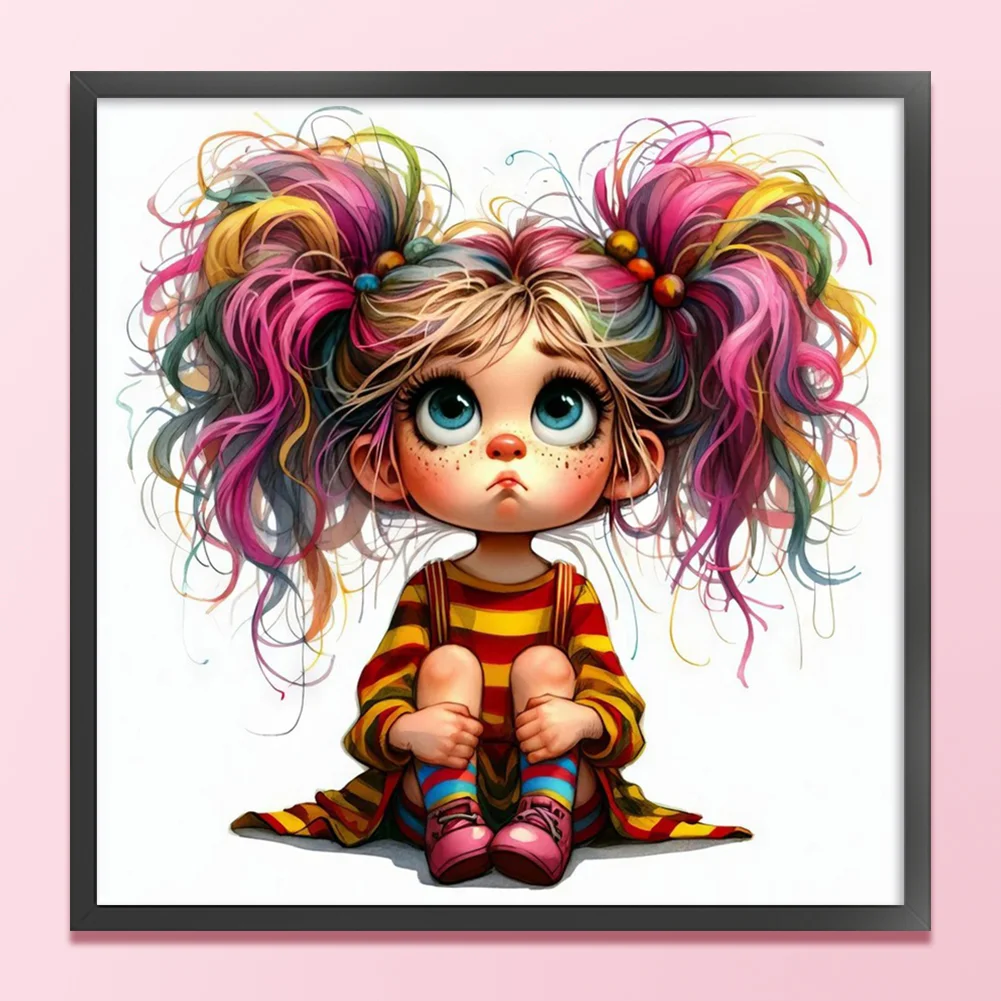 11CT Full Stamped Cross Stitch - Girl(Canvas|40*40CM)