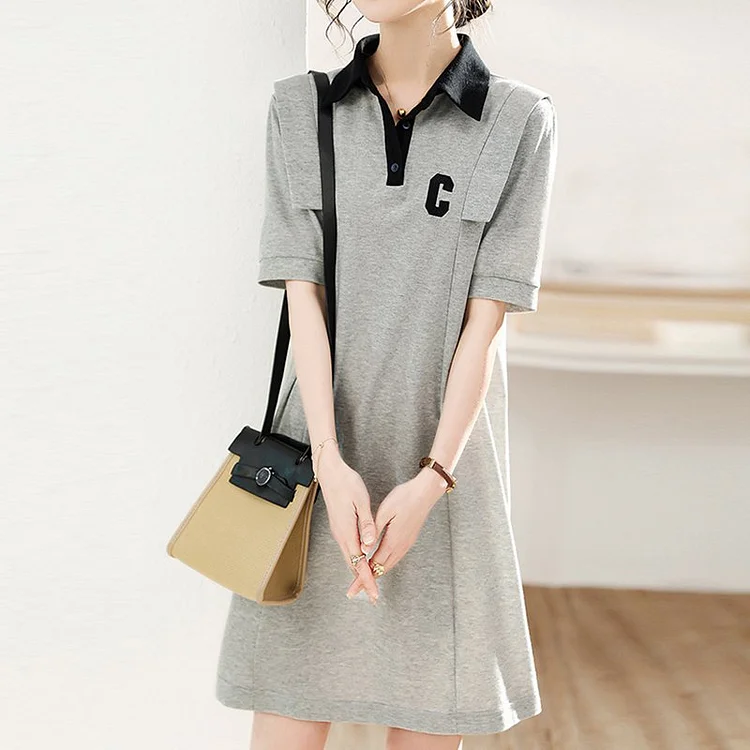 Gray A-Line Short Sleeve Dresses QueenFunky