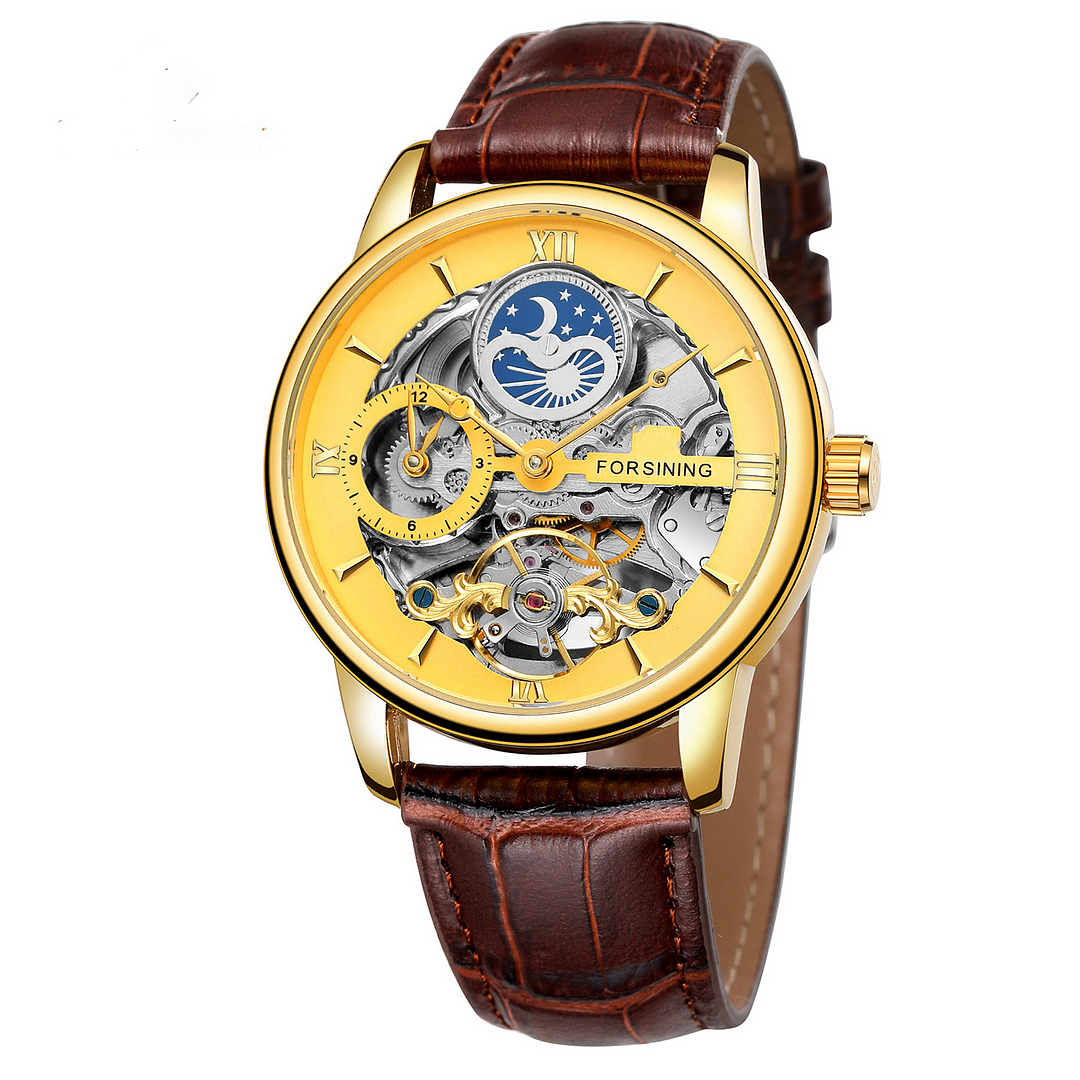 Fashion leisure hollow moon phase automatic mechanical watch