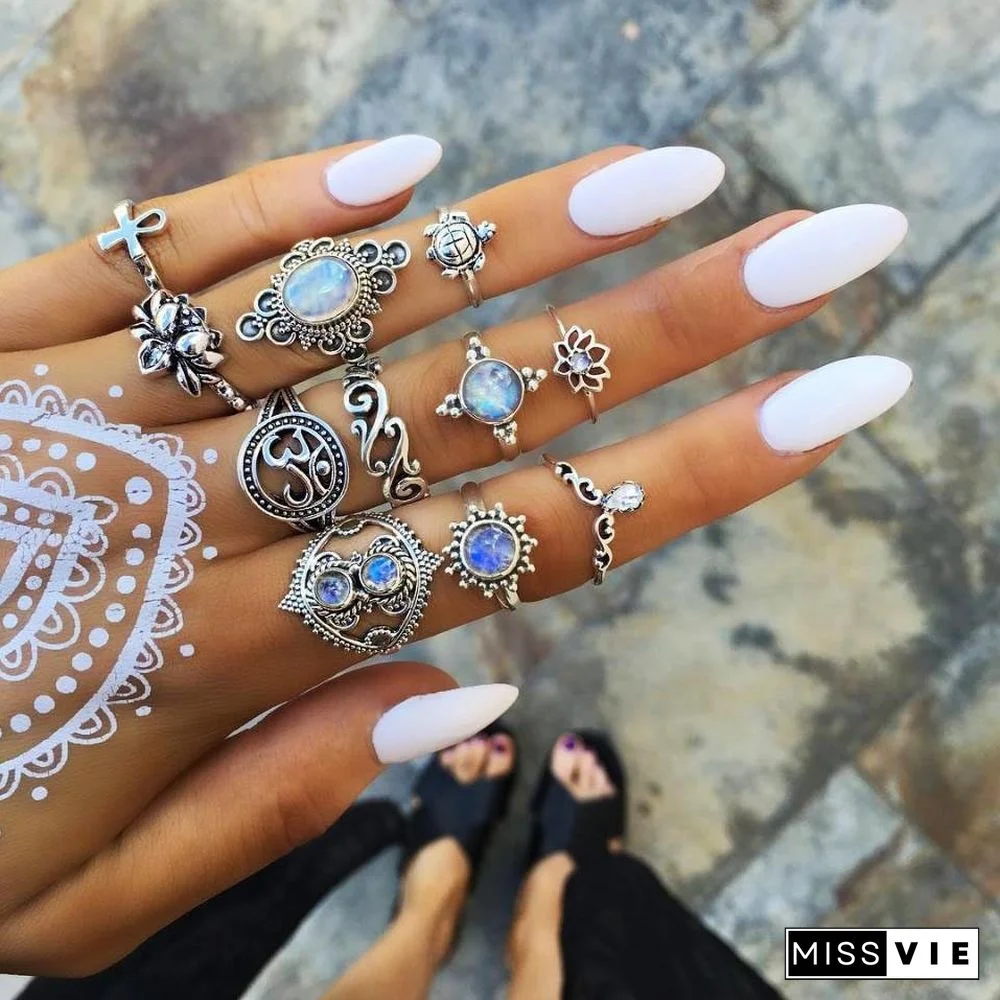 30 Styles Trendy Boho Midi Knuckle Ring Set For Women Crystal Geometric Finger Rings Fashion Bohemian Jewelry