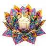 Peinture en diamant en 5D DIY, d&eacute;coration en acrylique, bougeoirs fleurs, bougiers faits maison maison pour adultes d&eacute;butants (lotus-a violet et jaune)