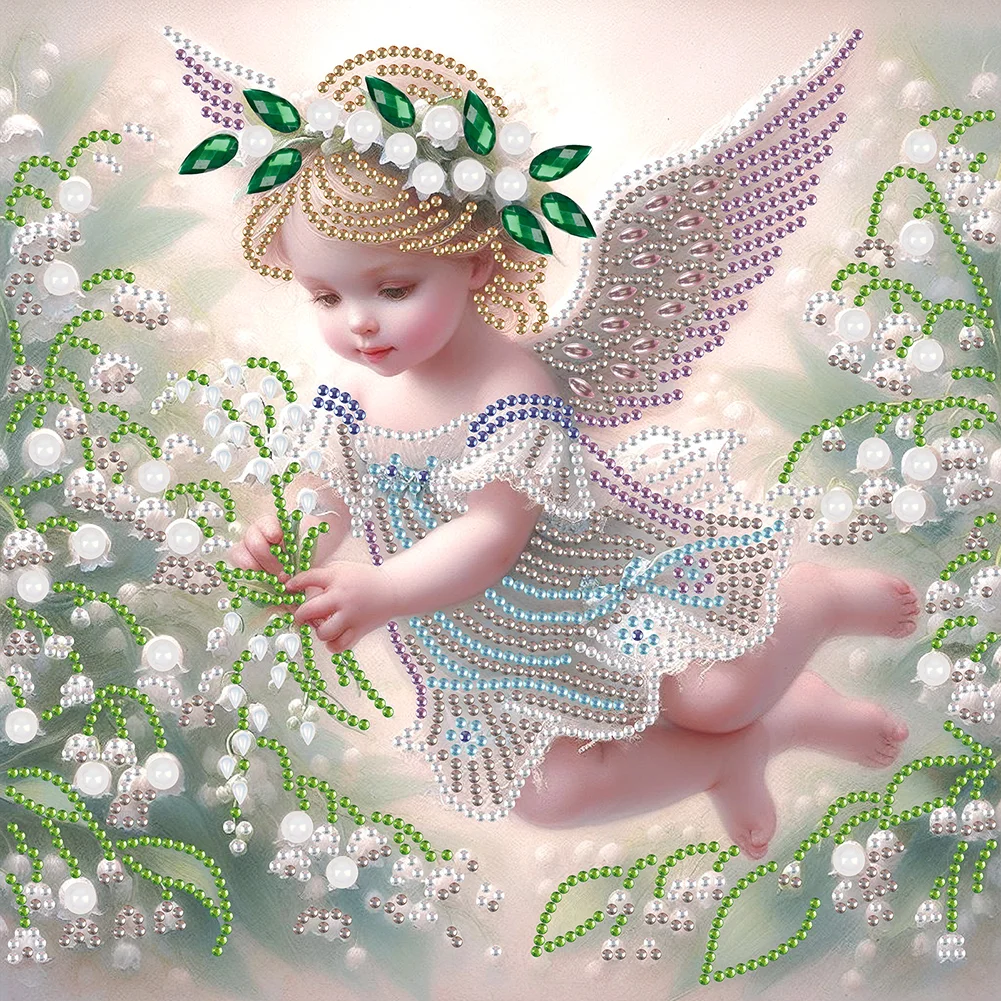 Partial Special-shaped Crystal Rhinestone Diamond Painting - Angel Child(Canvas|30*30cm)