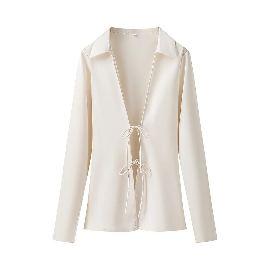 Nigikala Nigikala New Women's Fashion Temperament With Acetic Acid Tying Shirt