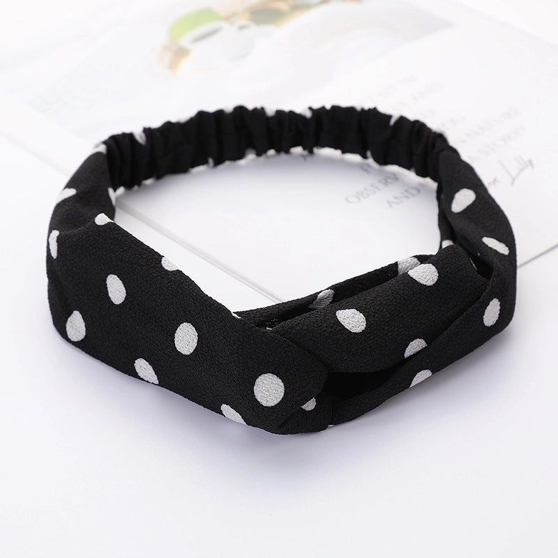 Women’s Lady Polka Dots Flower Cloth Hair Band