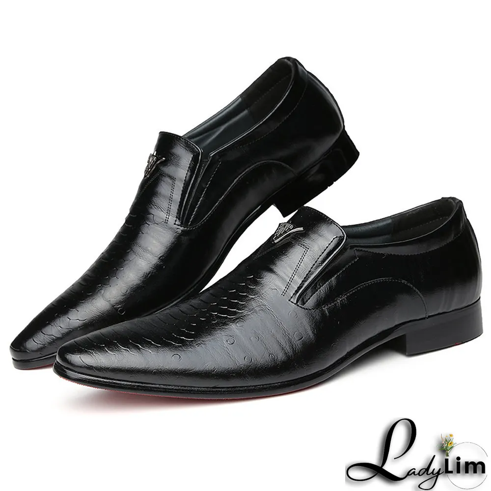 Brown Casual Vintage Basic Pointed Leather Shoes