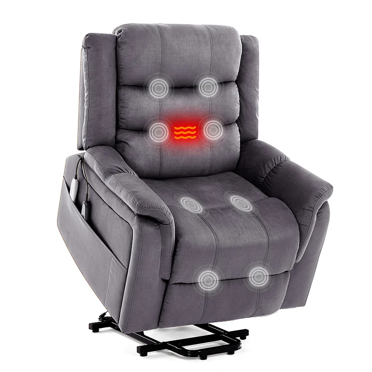 Bestier Massage Lift Recliner with Heat and Vibration, Power Lift Recliner Chair for Living Room, Side Pockets, Comfy Padded & Overstuffed Soft Fabric