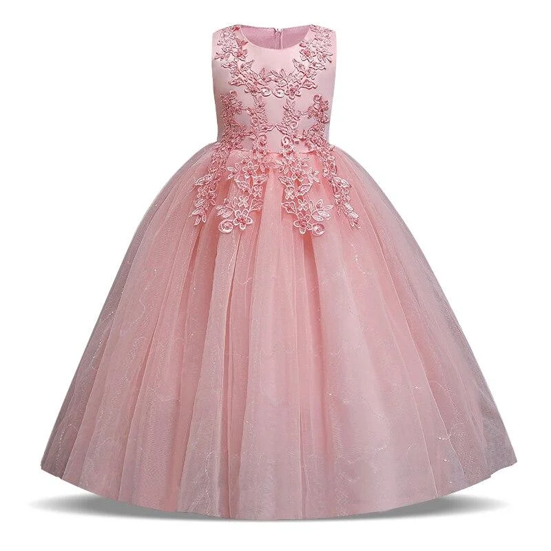 2021 Summer Bridesmaid Dress Kids Dresses For Girls Children Long Princess Dress Wedding Vestidos Girl Party Dress 4 10 12 Years
