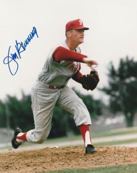 JIM BUNNING HOF Signed Philadelphia Phillies 8 x 10 Photo Poster painting Autographed