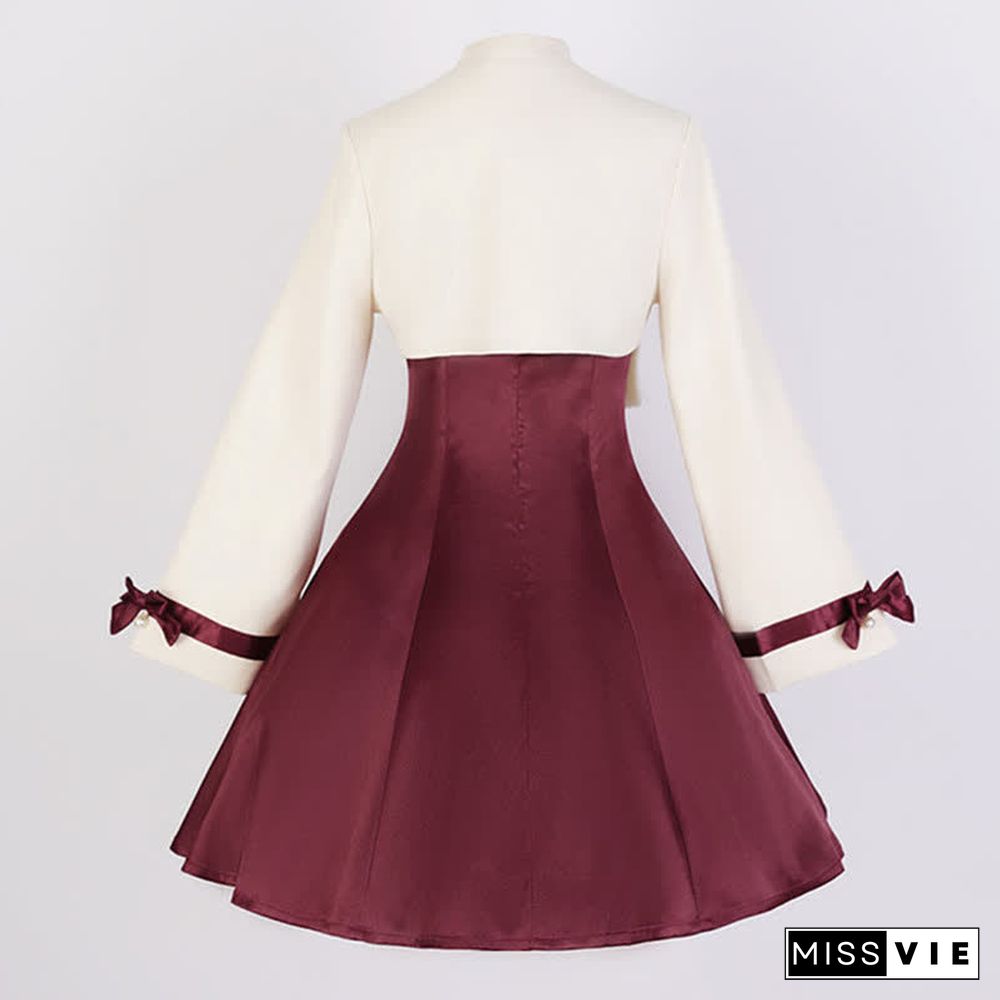 Vintage Blossom Embroidery Pearl Chain Top Slip Dress