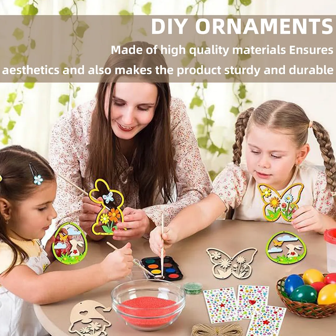 Easter Wind Chime Making Kit Diamond Painting Hanging Pendant Make Your Own 5D DIY Diamond Painting Dots Pendant Wooden Ornaments for Garden Window Decoration