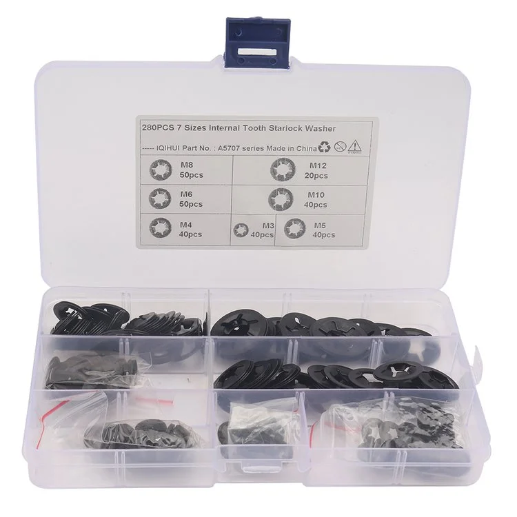 280pcs Assorted Internal Tooth Star Lock Washers Kit M3 M4 M5 M6 M8 M10 M12