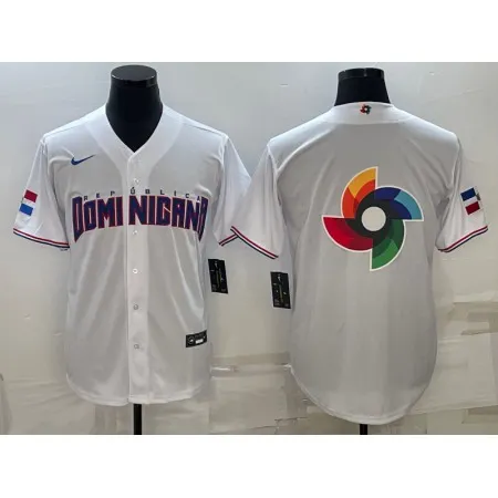 Men's Dominican Republic Baseball 2023 White World Baseball Big Logo Classic Stitched Jersey 8GW6