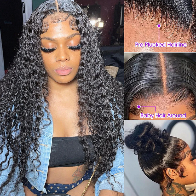 Deep Curly Pre-Made Hairline 360 Lace Frontal Ponytail Wig
