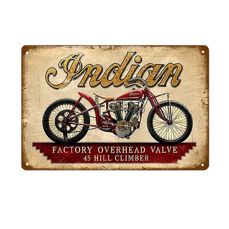 Indian Motorcycle - Vintage Tin Signs/Wooden Signs - 7.9x11.8in & 11.8x15.7in