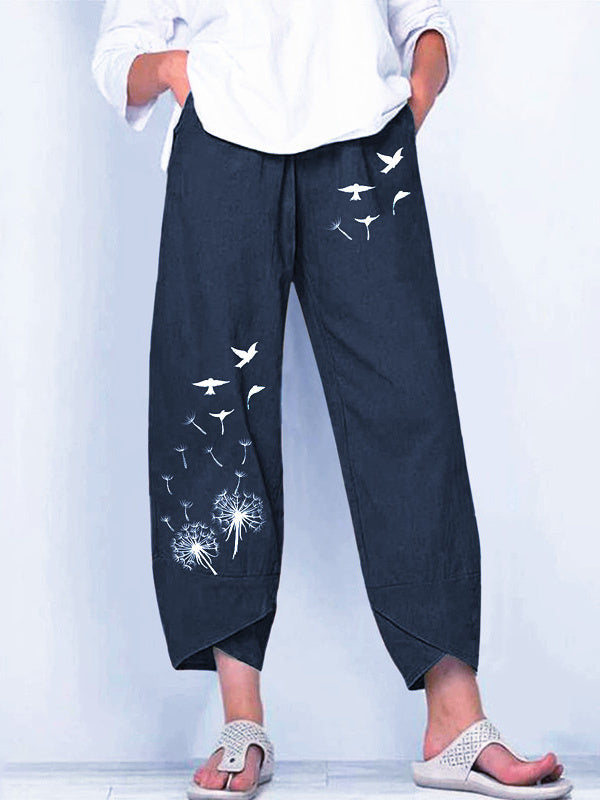 Women's Summer Casual Loose Graphic Printed Wide Leg Pants Casual Pants