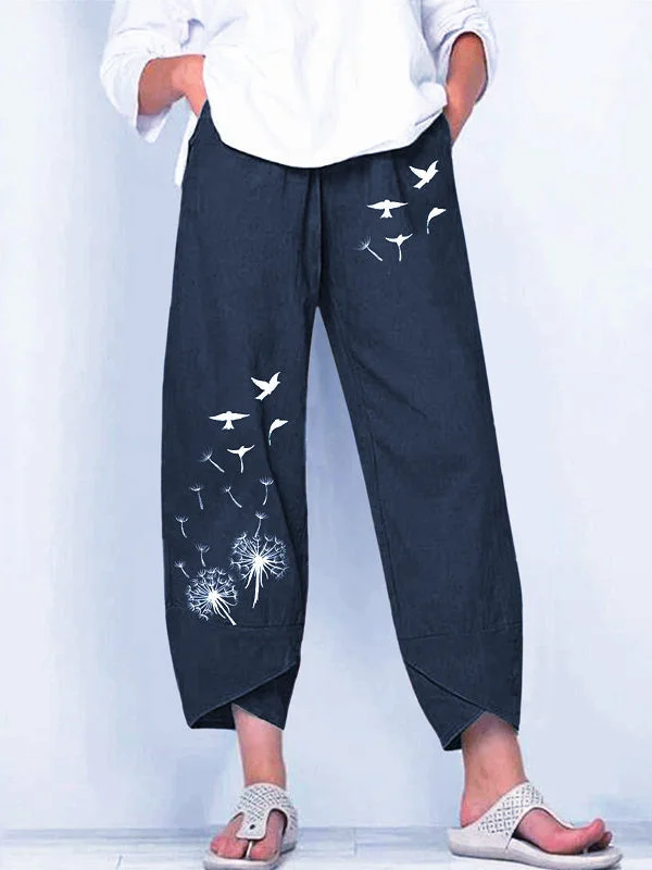 Women's Summer Casual Loose Graphic Printed Wide Leg Pants Casual Pants