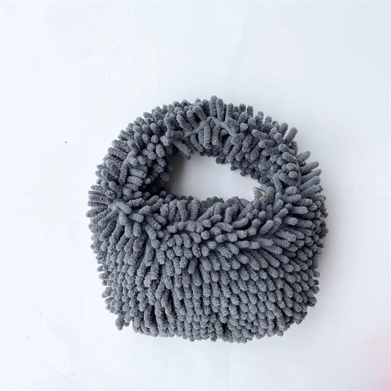 Women’s Plush Solid Color Basic Classic Style Square Zipper Handbag