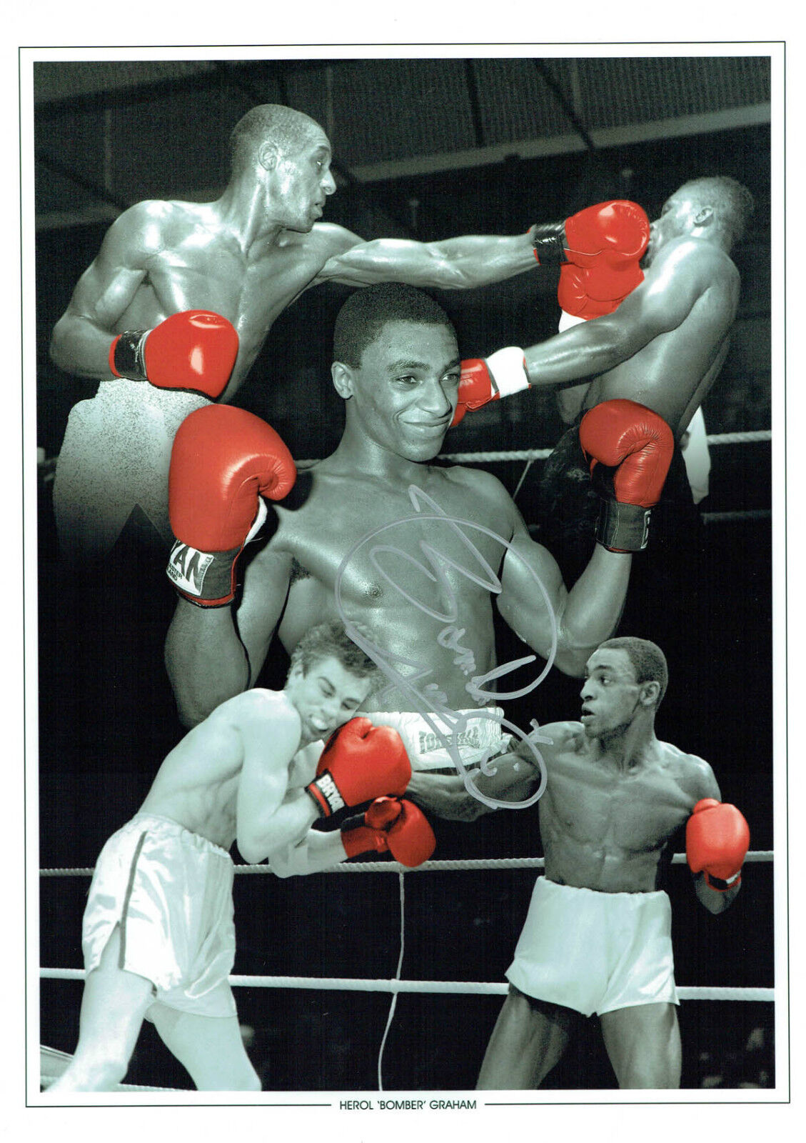 Herol Bomber GRAHAM Signed Autograph Boxer 16x12 Montage Photo Poster painting AFTAL COA