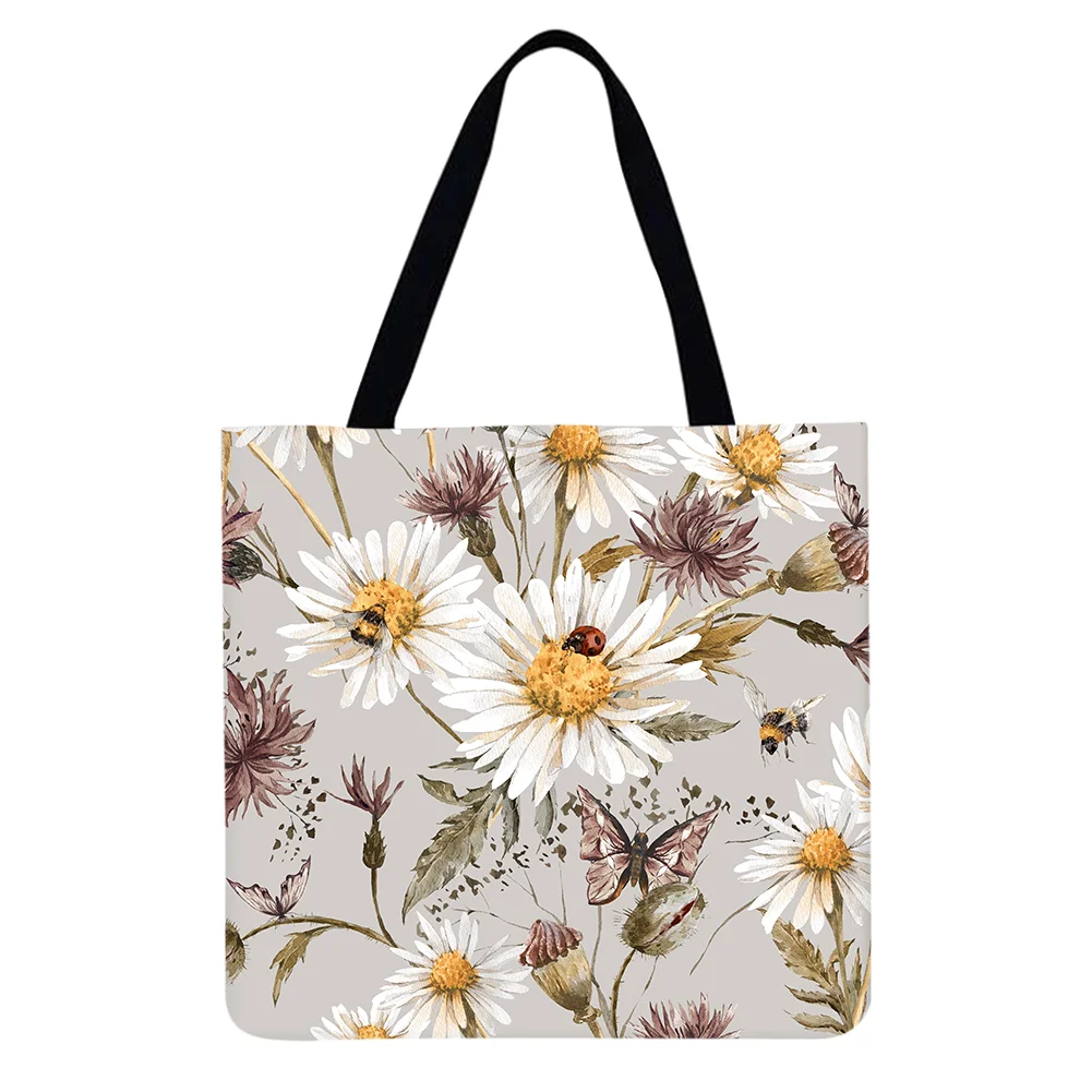 Linen Tote Bag - Flowers and plants