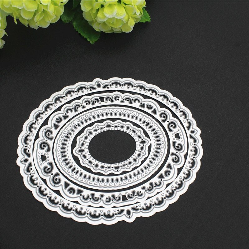 4pcs Laced Oval Frame Set Metal Cutting Dies for Scrapbooking DIY Photo Album Card Making Decorative Stencil New 2020