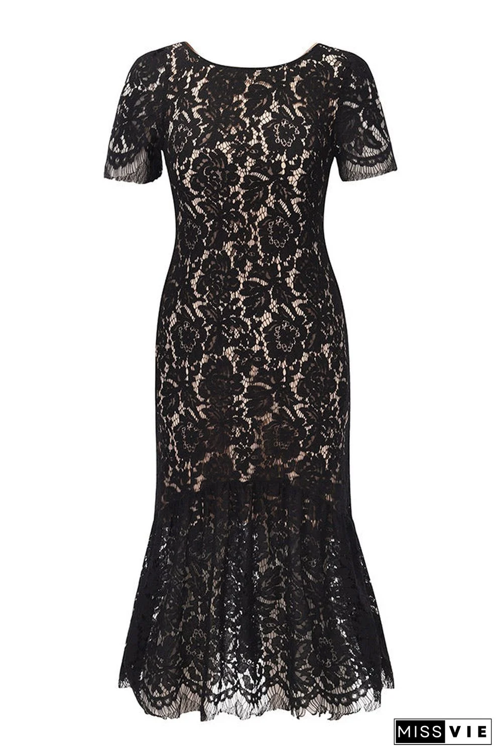 Knee Length Black Lace Cocktail Party Dresses