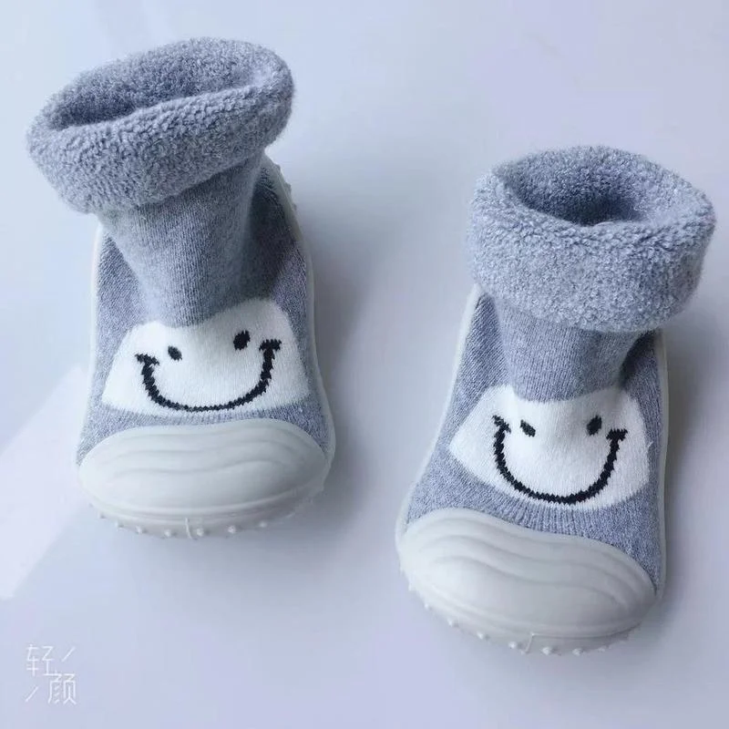 Autumn and Winter New Towel Thickening Children's Floor Socks Baby Baby Toddler Shoes Rubber Sole Cartoon Tube Socks