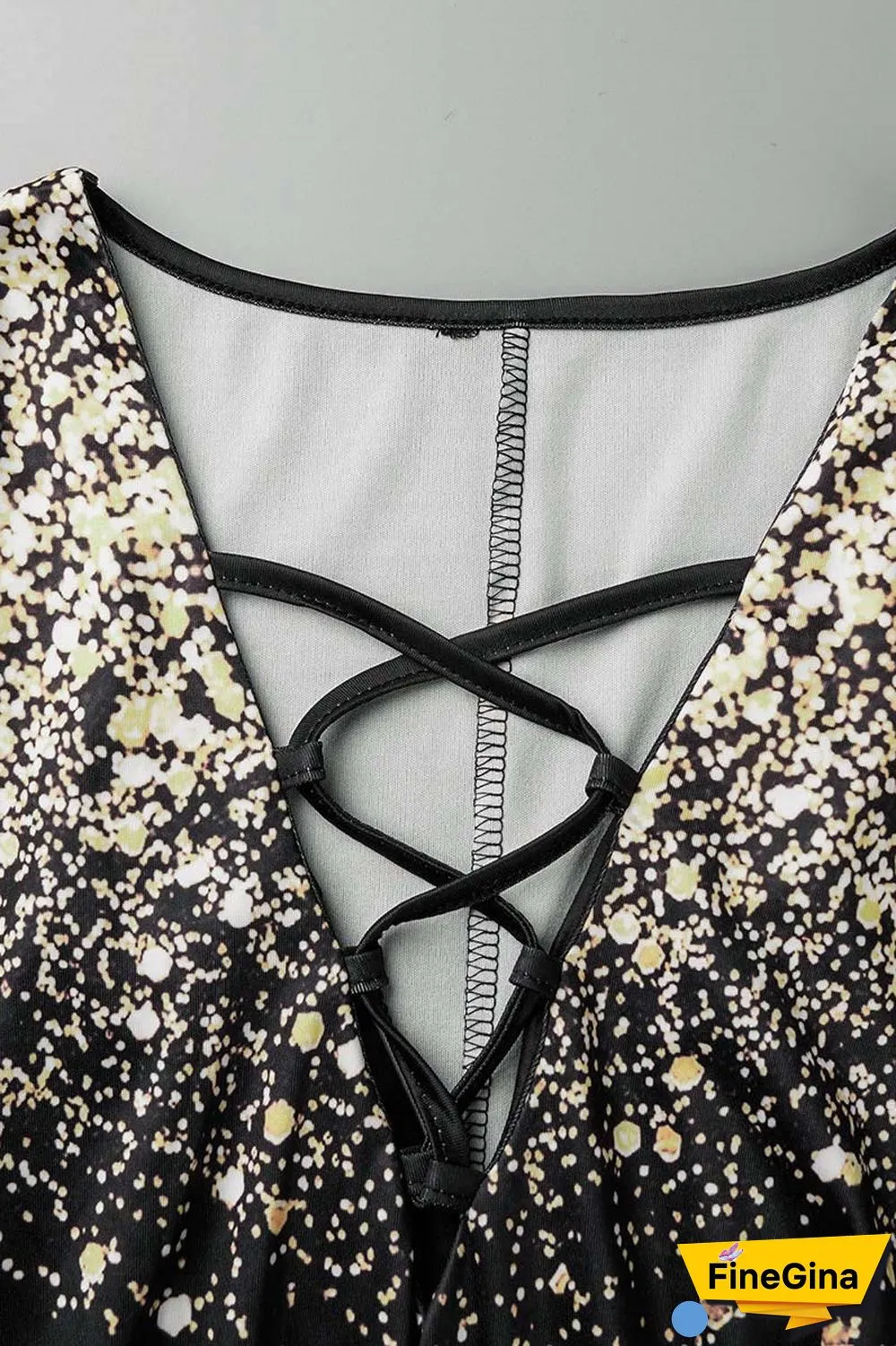 Apricot Sexy Casual Print Bandage Printing V Neck Wrapped Skirt Dresses