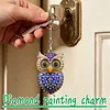 1 PC DIY porte-cl&eacute;s en diamant hibou bleu dor&eacute; en 3D avec boucle homard double face en diamant avec cha&icirc;ne de printemps en mosa&iuml;que de diamants en tisss en mosa&iuml;que de diamants cadeau unique fait main