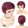 Pixie Wigs 100% Human Hair Short Cut Curly Wig no Lace Wigs