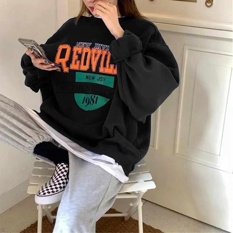 Plus Velvet Casual Warm Pullover Sweatshirts Female Clothing Women Long Sleeve Sweetshirt