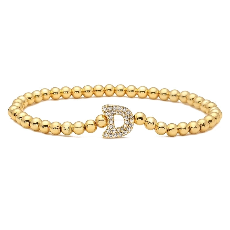 Vintage Style Minimalist Classic Style Letter Copper Zircon 18K Gold Plated Inlay Bracelets