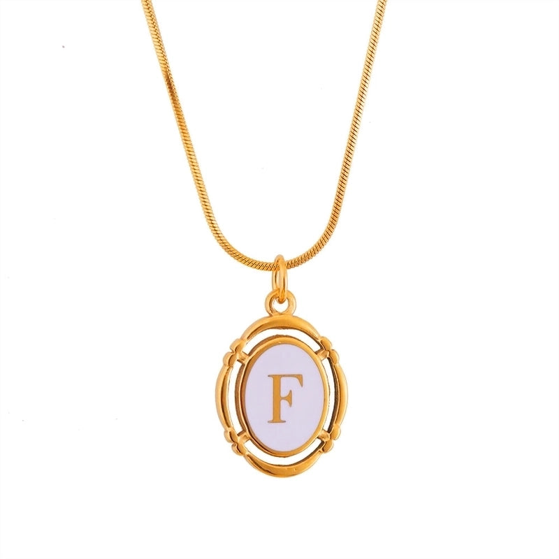 Stainless Steel Classic Style Stoving Varnish Plating Letter Pendant Necklace