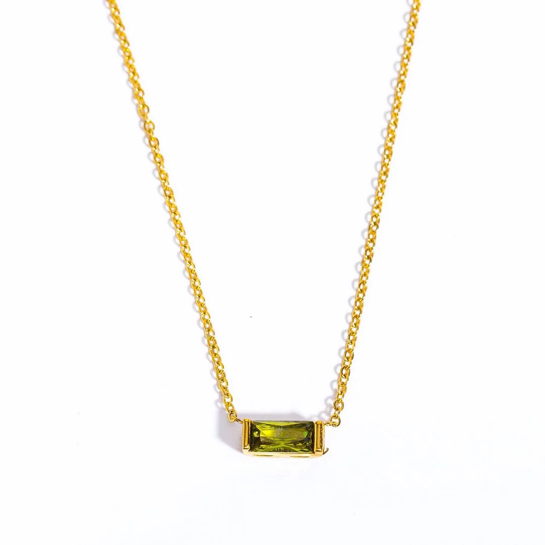 Women's Square Crystal Pendant Necklace