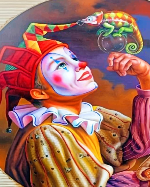 

Clown With A Colorful Lizard – Paint By Numbers - 40*50CM, 501 Original