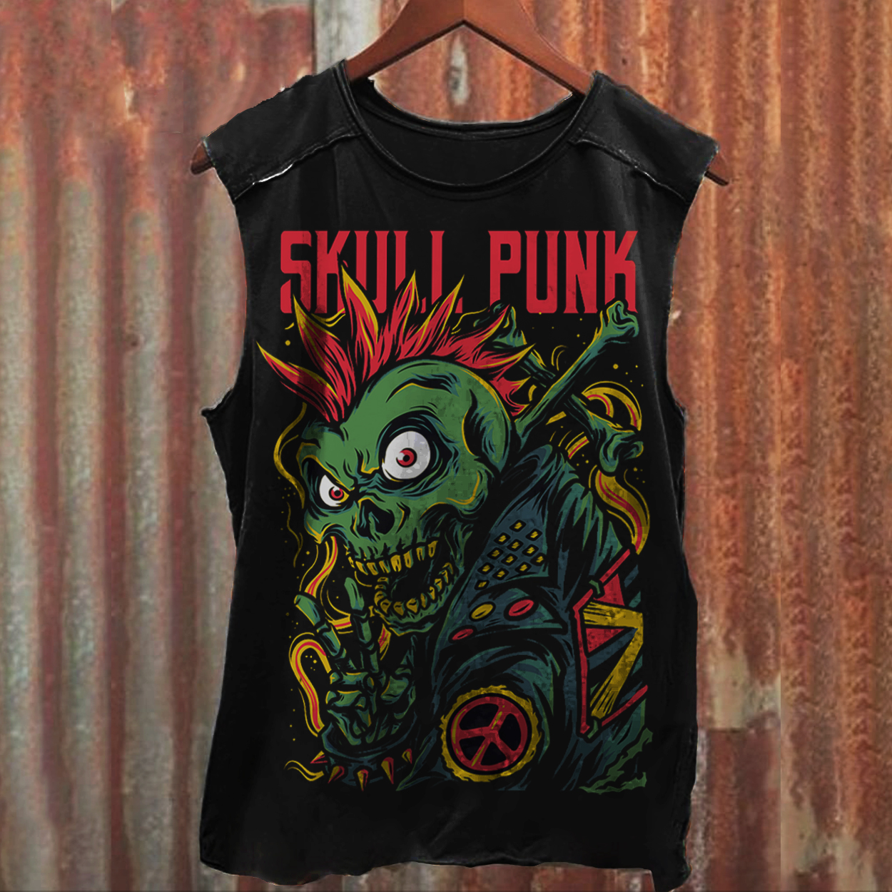 Unisex Vintage Punk Skull Street Causal Sleeveless Tank Top / Rvogue / Rvogue