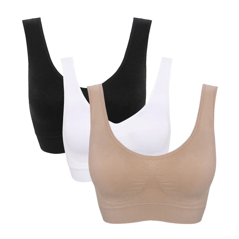 3pcs/set sexy active bra With removable Pad Seamless push up women plus size underwear wireless fitness body shape Bra