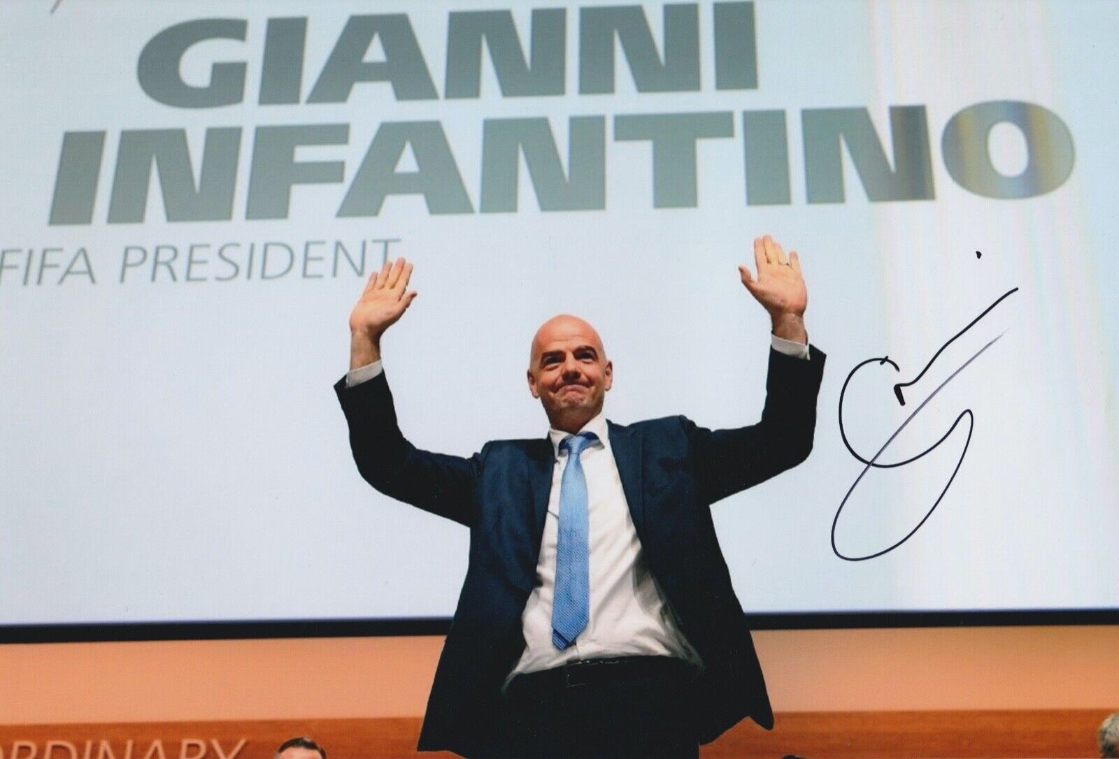 GIANNI INFANTINO HAND SIGNED 12X8 Photo Poster painting - FOOTBALL AUTOGRAPH - FIFA PRESIDENT